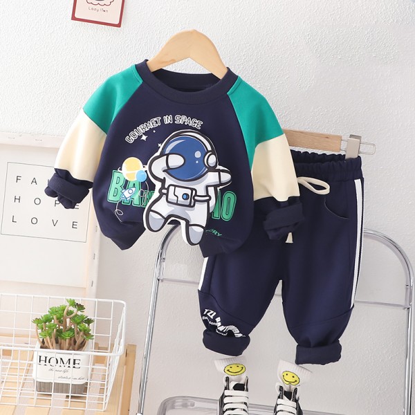 Σετ παντελόνι - μπλούζα μακρυμάνικη με 3D αστροναύτη, μπλε